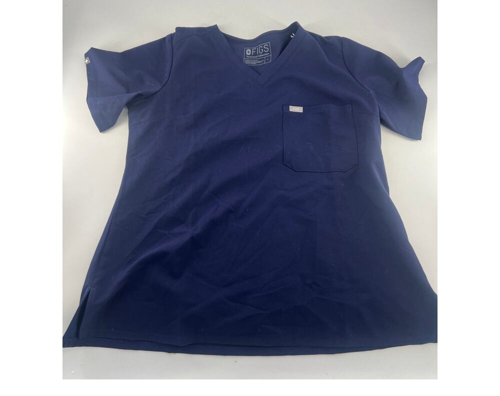 Figs Top Womens Catarina One Pocket Navy Blue Large Scrubs Medical Dental New